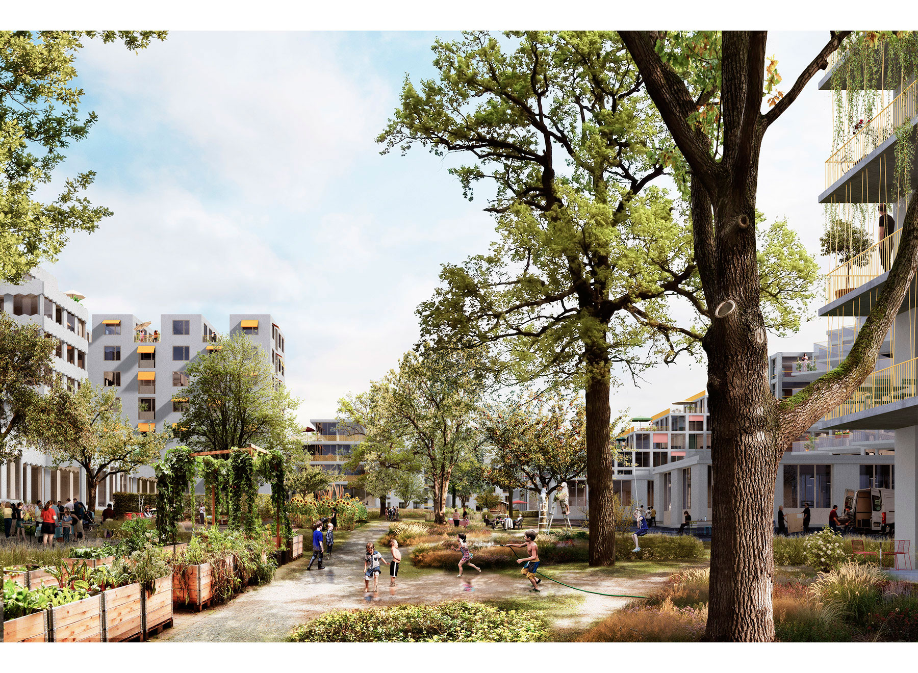 view into the courtyard, rendering: Ponnie Images