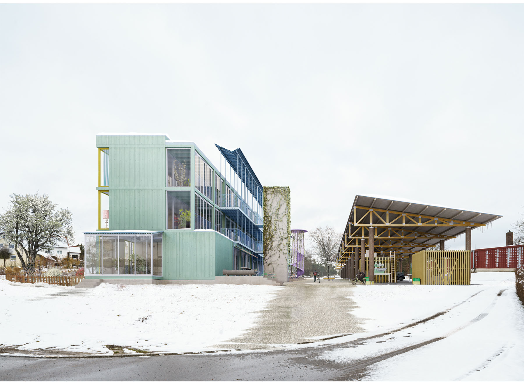 view from the street, rendering: Ponnie Images