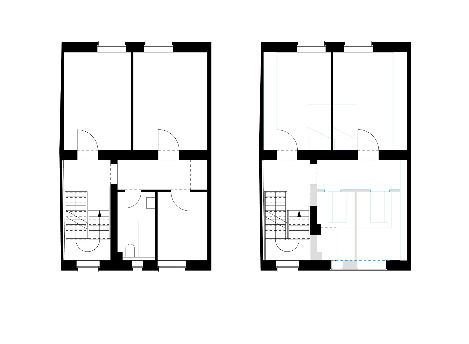 first floor - before and after