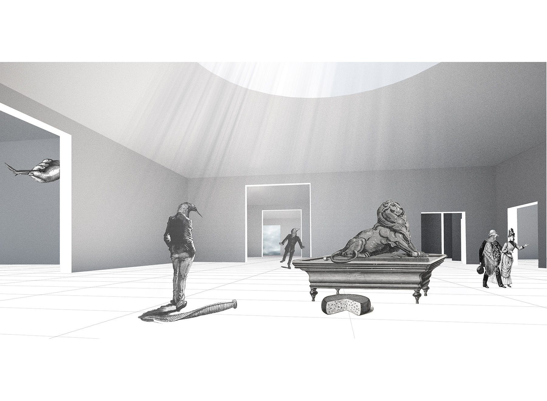 exhibition room with skylight