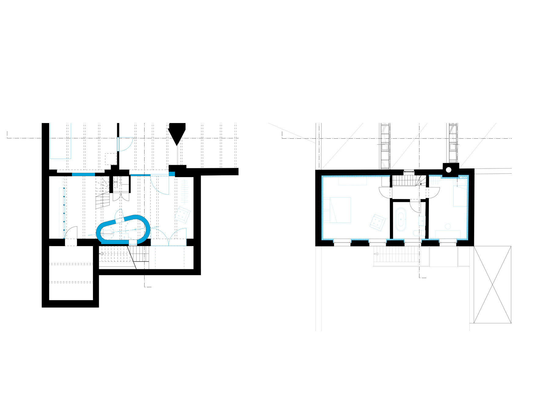 basement and upper floor plan