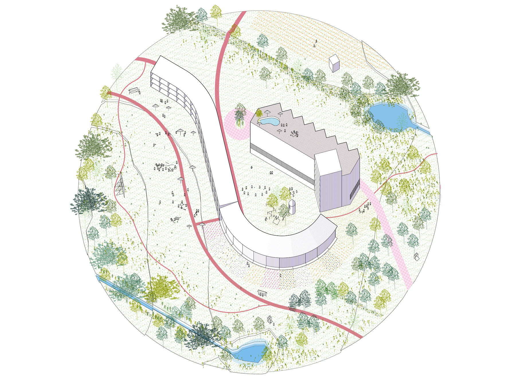 field 1; housing, outdoor cinema, playground, children's meadow