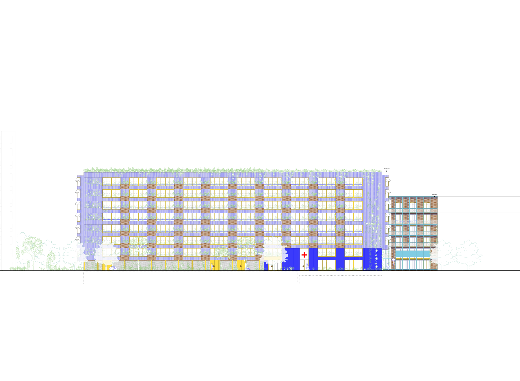 Facades facing the loud Stuttgarter Strasse